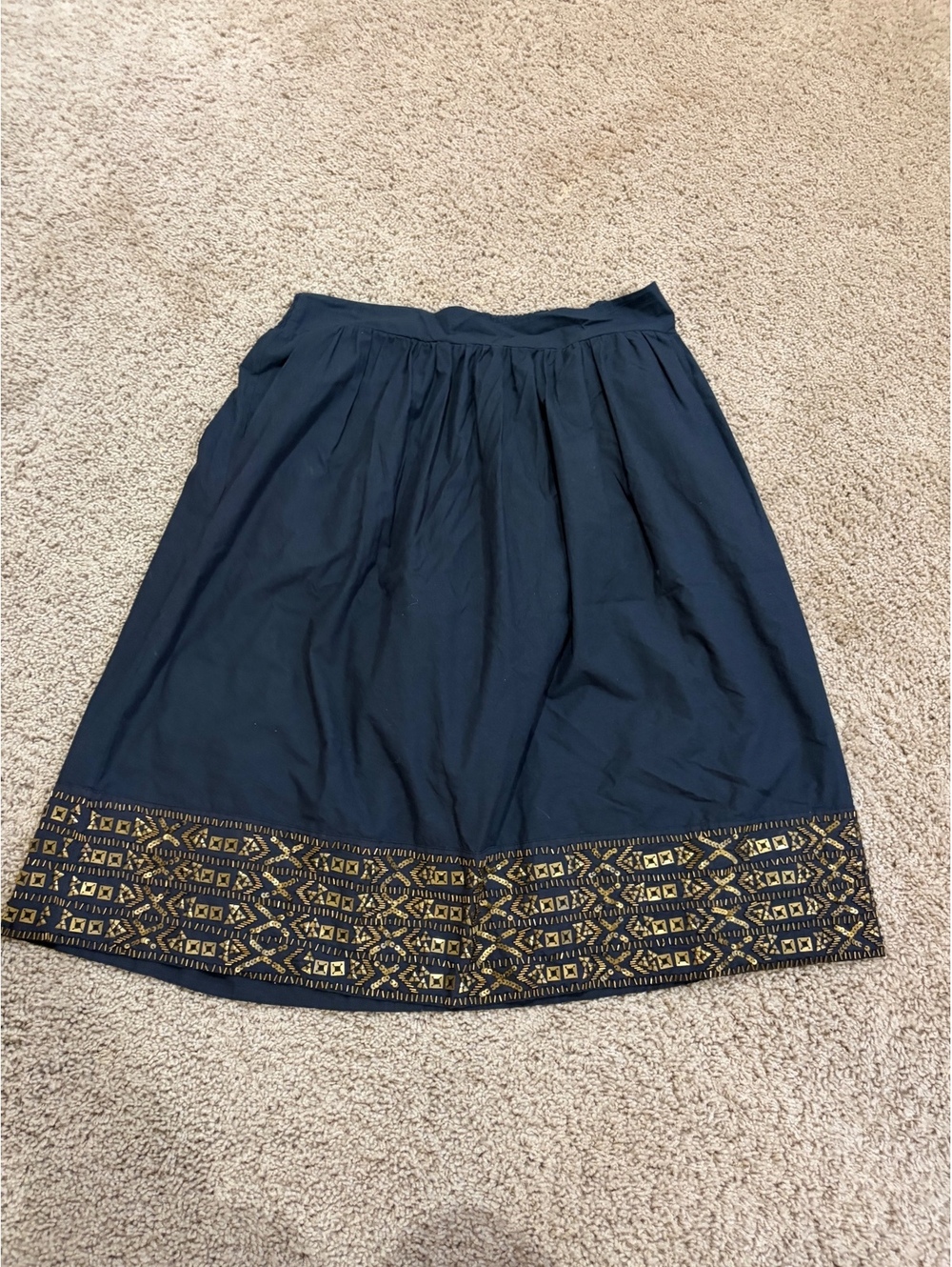 Kobi Halperin Black Banded Waistline Metallic Beaded Flare Skirt medium